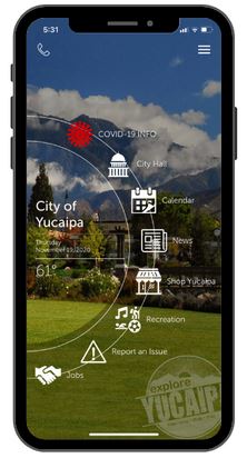 Mockup showcasing the City of Yucaipa's app - How to submit a report
